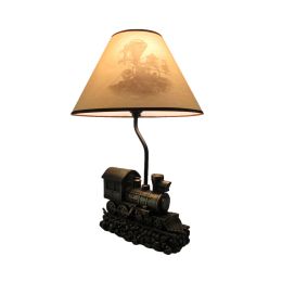 Steam train engine table lamp with lampshade