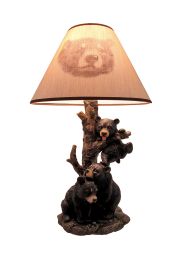 Black Bear Series Table Lamp with Bark Printed Shade