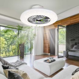 Ceiling Fan With Light Modern Leafless Ceiling Fan With Remote Smart LED Dimmable Indoor Thin Ceiling Fan Recessed Mount Timing