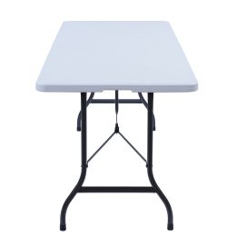 6 Ft Portable Folding Table;  Fold-in-Half Plastic Card Table Dinging Table for Camping;  Picnic;  Kitchen or Outdoor Party Wedding Event