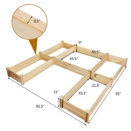 Raised Garden Bed Wooden Garden Box Planter Container U Shaped Bed 92.5x95x11 Inches