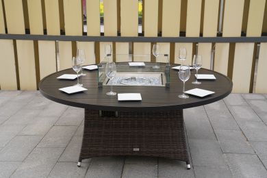 Brown Wicker Patio Firepit  Dining Table (Table Only)