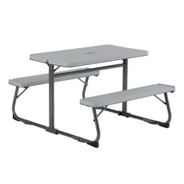 Folding Children's Activity Table; Gray Textured Surface; Steel and Plastic; Multi-Purpose; 33.11" x 40.94" x 21.85"