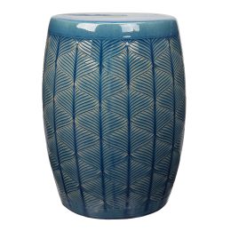 17" Ceramic Garden Stool; Blue