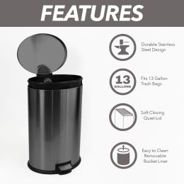 10.5 Gallon Trash Can; Stainless Steel Oval Kitchen Trash Can