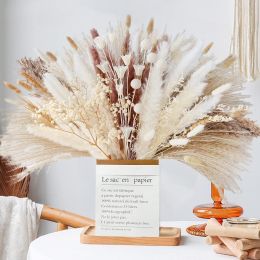 109pcs Natural Dried Pampa Grass Bouquet Large Phragmites Dried Flower Boho Home Decor Bouquet Room Holiday Wedding Party Decor (Color: 109pcs, Ships From: China)